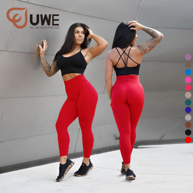 Yoga Leggings Sports High Waist Rib-Knit Seamless Pants