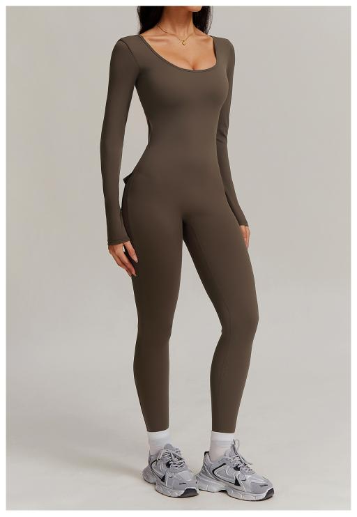 Custom Bare-Back Long-Sleeve Yoga Bodysuit Product（427）