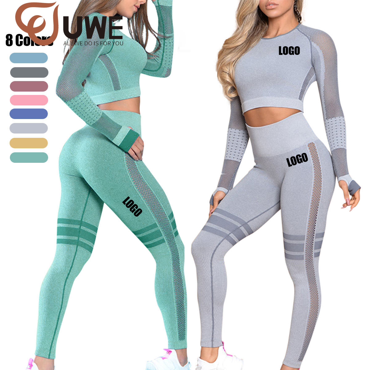 Custom Yoga Set Gym Long Sleeve Seamless Set（495）