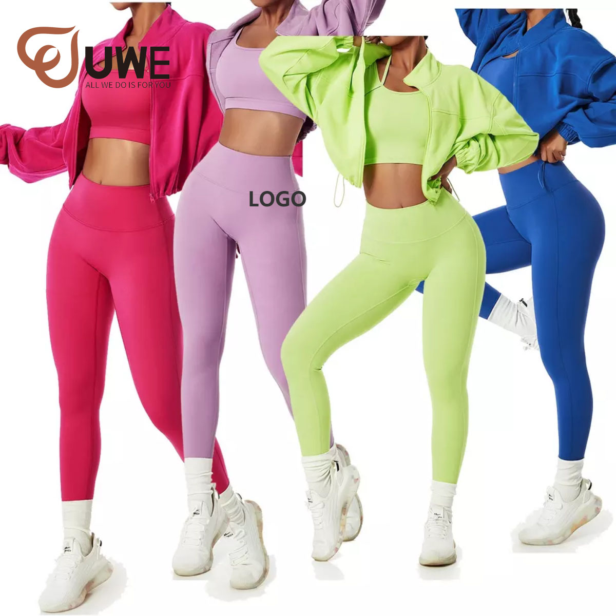 Wholesale 4 Piece Yoga Set Fashion Fitness Gym Wear