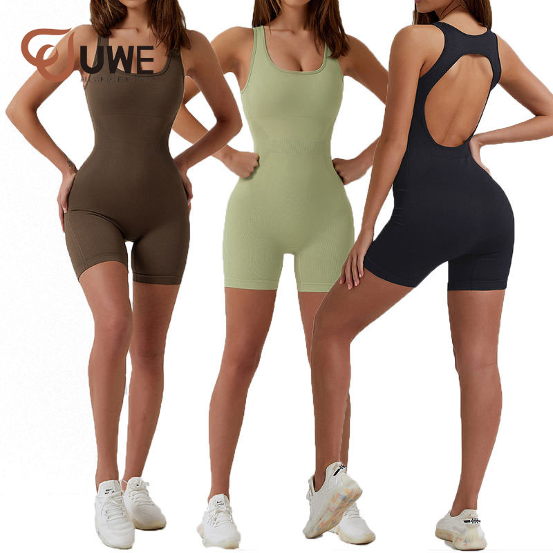 Yoga Jumpsuit Rompers Biker Short Workout Gym Bodysuit（234）