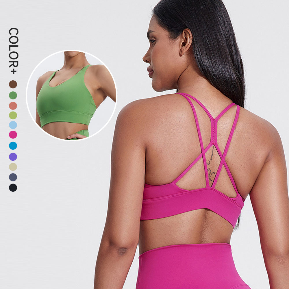 Cloud Sports Bra Cross Back Top Padded Yoga Bra Gym Wear（610）