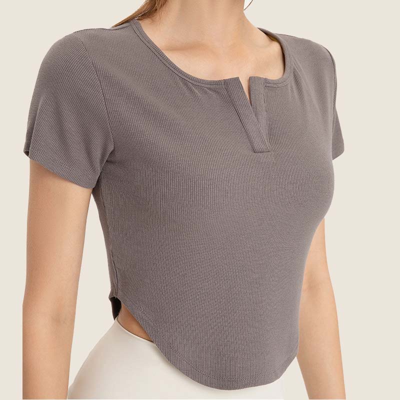 Women’s Crop Top Cotton Spandex Slim Fit Short Sleeve T-shirt（360）