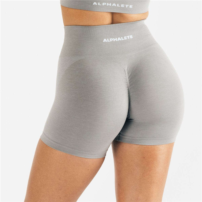 Womens High Quality Scrunch Shorts Medium Grey Seamless Amplify Running Yoga Biker Shorts0