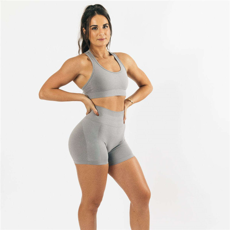 Womens High Quality Scrunch Shorts Medium Grey Seamless Amplify Running Yoga Biker Shorts2