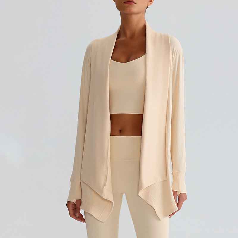 Yoga Jacket With Thumb Holes Custom Cardigan Loose Crop Top（17）