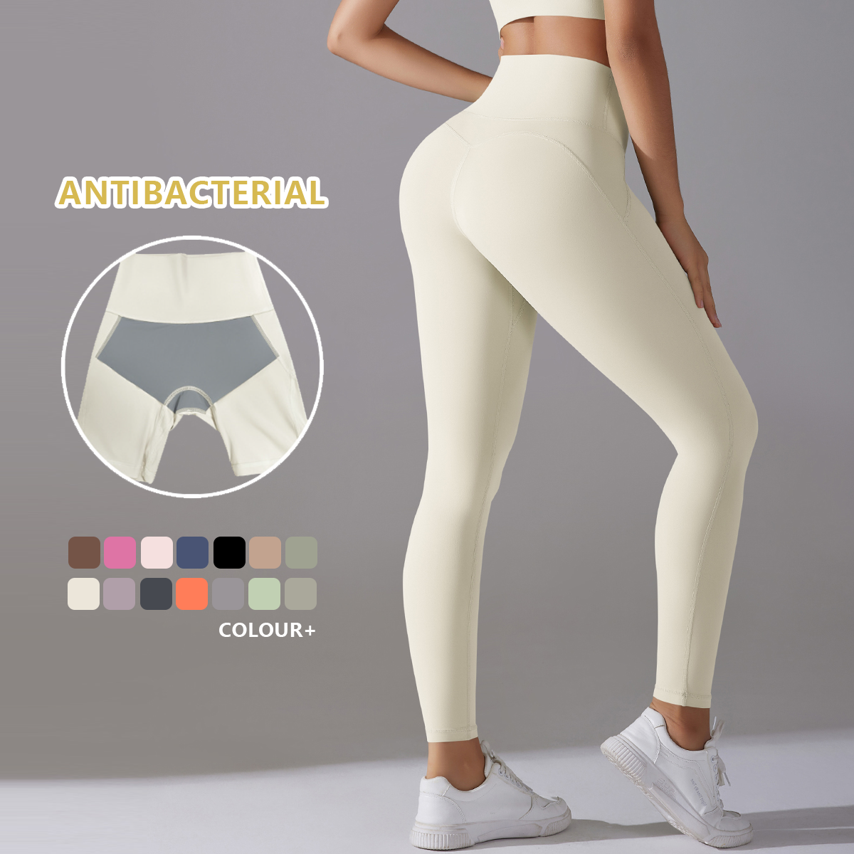 Yoga Leggings Sports Anti Bacterial Tight High Waist Gym Pants（411）