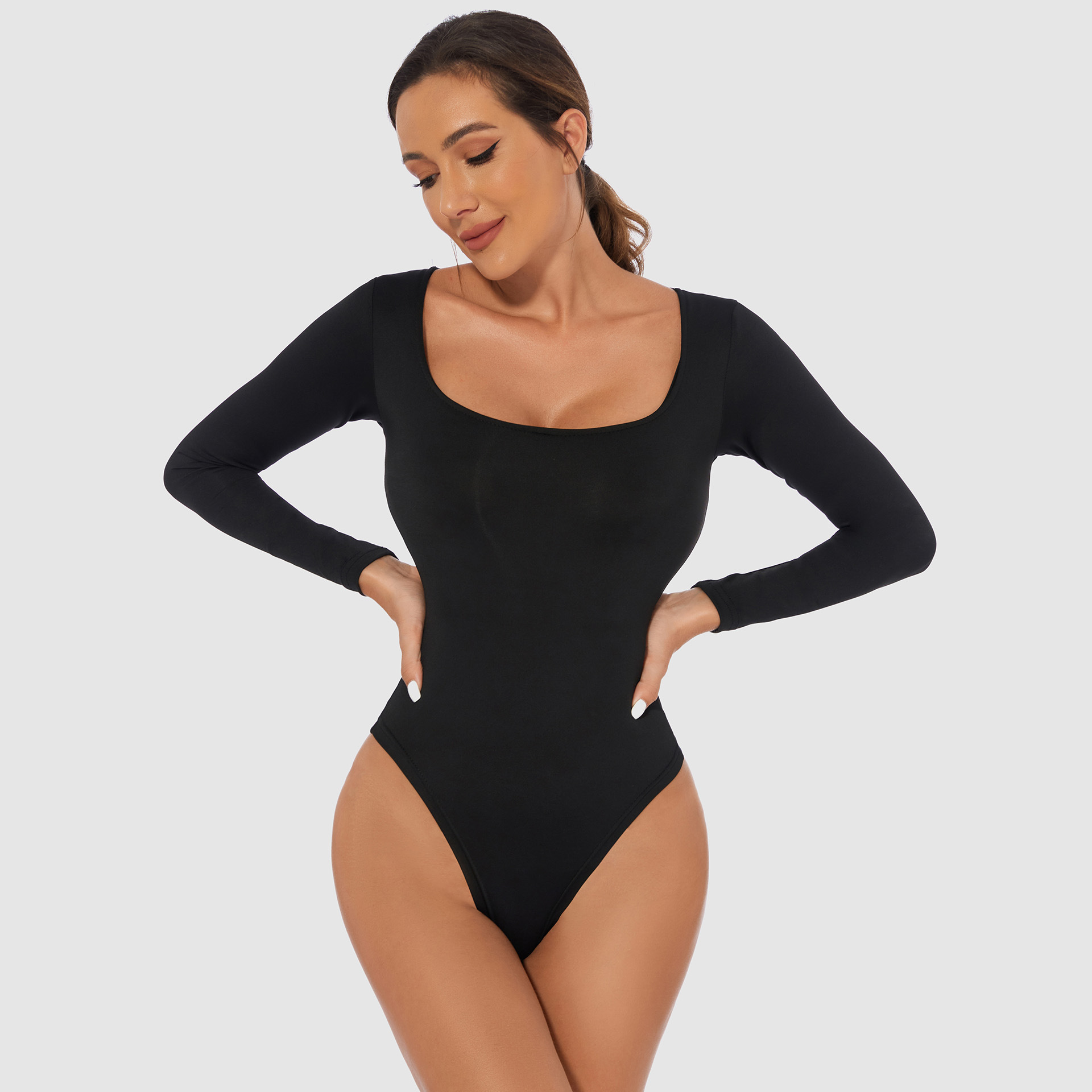 Long Sleeve Bodysuit Plus Size Body Shaper Yoga Jumpsuits （712）