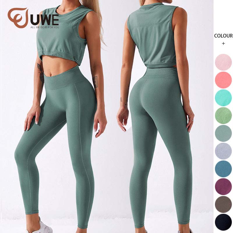 Yoga Set Workout Seamless High Waist Leggings With Tank Top