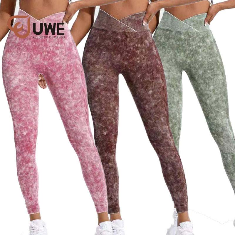 Yoga Leggings Washed Scrunch Butt V Cut Waist Push up Pants（661）